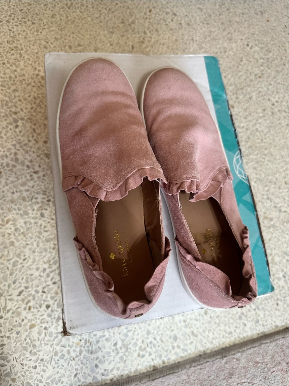 kate spade Lilly dusty pink ruffle slip-on sneakers